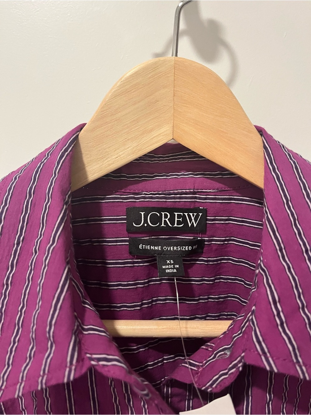 J. Crew Etienne Oversized Shirt, Dobby Stripe, Sz XSM, NWT - Picture 6 of 12
